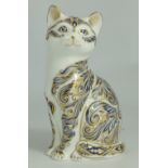 Royal Crown Derby paperweight Majestic Cat, limited edition with gold stopper, boxed & certificate