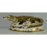Royal Crown Derby paperweight,Crocadile signature edition with gold stopper (boxed)