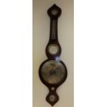 Georgian rosewood onion top barometer with painted decoration in good working order, height 97cm