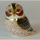 Royal Crown Derby paperweight Tawney Owl, gold stopper, boxed