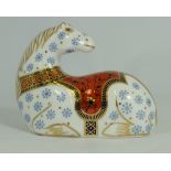 Royal Crown Derby paperweight Horse with gold stopper, boxed