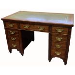 Edwardian twin pedestal leather top desk 67cm tall, 120cm wide and 67cm deep