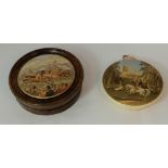 19th Century Pratt Ware Pot lids, Harecoursing at Winsor castle and Horse Racing in wood frame (2)