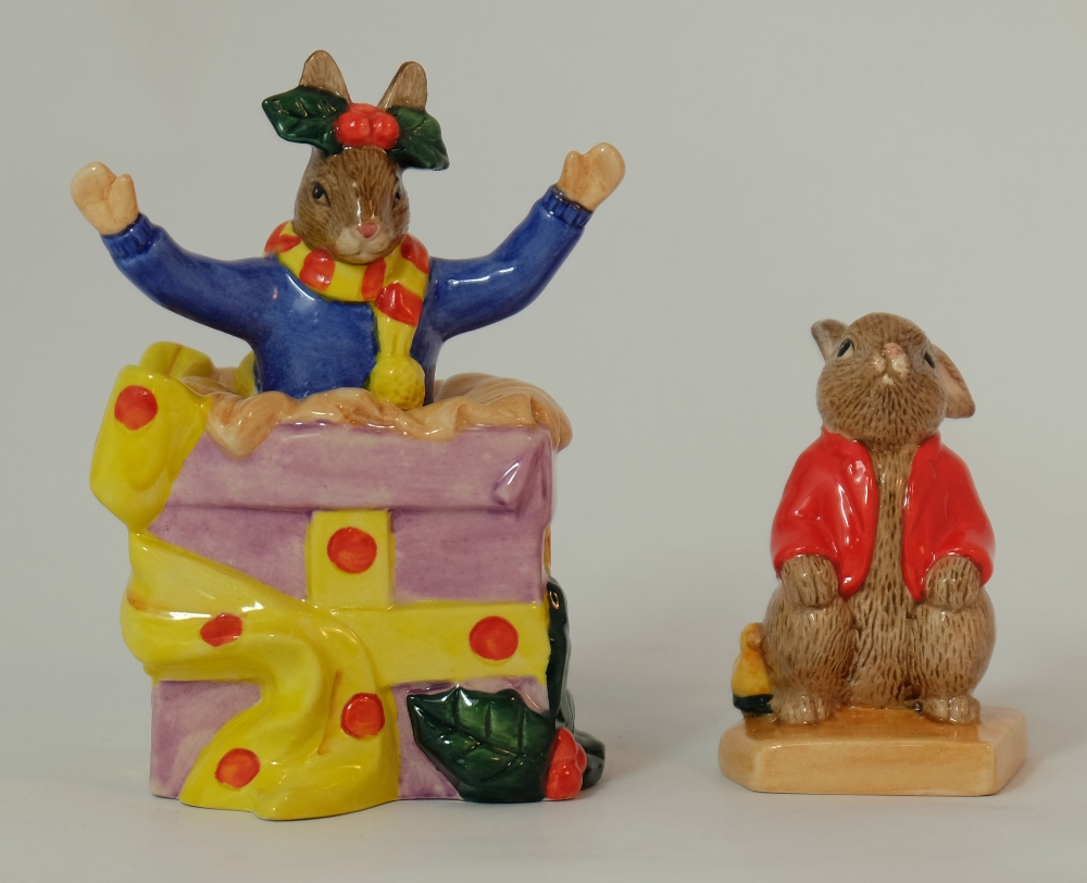 Royal Doulton Bunnykins figures Christmas Surprise DB420 and Little Sleepyhead DB444  (2)