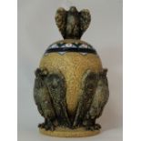 Amphora Tobacco Jar and Cover decorated in relief with Eagles, the cover Mounted with an eagle,