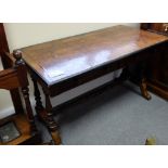 Victorian walnut side table with early Georgian Walnut parquetry inlaid top, 131 x 66cm