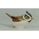 Royal Crown Derby paperweight Collectors Club Coaltit with gold stopper, boxed