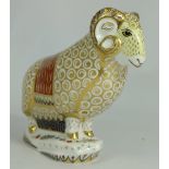Royal Crown Derby paperweight The Ram of Colchis, Exclusive for Connaught House with gold stopper,
