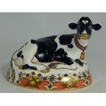 Royal Crown Derby paperweight Friesian Cow Buttercup, with gold stopper, boxed
