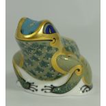 Royal Crown Derby paperweight, Fountain Frog with gold stopper (boxed)