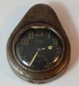 Rolex 1930s steel pocket watch A17302, black dial with seconds dial in metal watch case