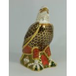 Royal Crown Derby paperweight of a bald eagle, Harrods limited edition of 300 with gold stopper