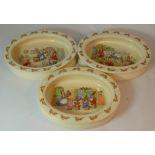 Royal Doulton early Bunnykins oval nursery ware baby dishes Picnic,Mrs Moppetts tea room and