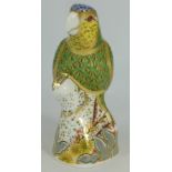 Royal Crown Derby paperweight Amazon Green Parrot , limited edition with gold stopper, boxed