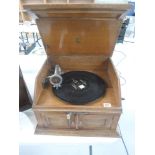 Oak Pathe Orpheus tabletop gramophone