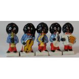 Wade set Golly band figures advertising Robertsons on white bases   (5)