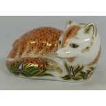 Royal Crown Derby paperweight Leistershire Fox, limited edition for Wheelers, gold stopper, boxed