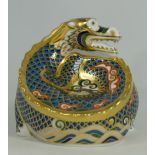 Royal Crown Derby paperweight Dragon of Good Fortune no 2 with gold stopper, boxed