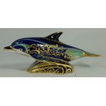 Royal Crown Derby paperweight of a lyme bay dolphin limited edition for the goviers with gold