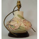 Moorcroft Frangipani Large Table Lamp on Wooden Base height 28cm