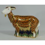 Royal Crown Derby paperweight of a nanny goat, a visitor centre special with gold stopper (boxed)