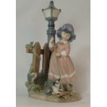 Lladro figure Girl next to street lamp, height 34cm