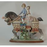 Lladro large figure Venetian children on horse, height 27cm