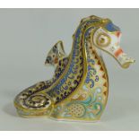 Royal Crown Derby paperweight Coral Seahorse, limited edition with gold stopper, boxed &