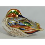 Royal Crown Derby paperweight Teal Duck , gold stopper, boxed