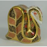 Royal Crown Derby paperweight, Snake with gold stopper (boxed)