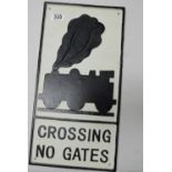 Cast Metal Large Railway Sign- Crossing No Gates height 48cm