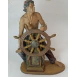 Lladro large figure man at ships wheel "Stormy Seas" height 54cm