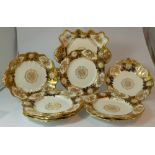 Hammersley& Co early 20th century Gilded & blue dessert set comprising 6 plates and three various