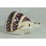 Royal Crown Derby paperweight Hedgehog, with gold stopper, boxed