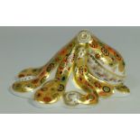 Royal Crown Derby paperweight of an octopus gold signature edition with gold stopper (boxed)