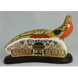 Royal Crown Derby paperweight Golden Pheasant, limited edition celebrating 250 year of production,