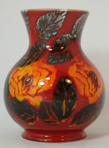 Anita Harris Studio Pottery vase with Rose Design height 14cm