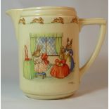 Royal Doulton early Bunnykins large Jug balloon getting ready for the ball signed by Barbara