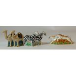Royal Crown Derby miniature pairs of animal figures comprising Camels, Zebras and Cheetahs , all