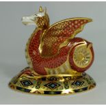 Royal Crown Derby paperweight of a dragon 'The Wessex Wyevrn' from the heraldic beasts with gold