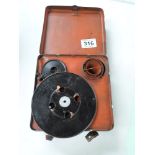 Brown Metal cased small metal gramophone