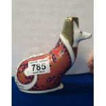 Royal Crown Derby paperweight Corgi from the National Dogs, with gold stopper, boxed