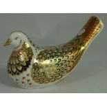 Royal Crown Derby paperweight Turtle Dove, with gold stopper, boxed