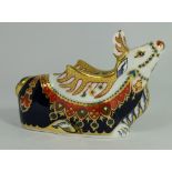 Royal Crown Derby paperweight,Rheindeer with gold stopper (boxed)