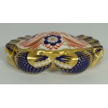 Royal Crown Derby paperweight of a crab with gold stopper (boxed)