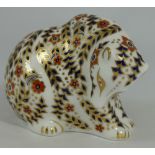 Royal Crown Derby paperweight Russian Bear, gold stopper, boxed