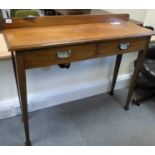 Edwardian walnut tall side table with tapered legs, 122 x 98cm