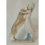 Lladro figure Girl with Dog, height 26cm