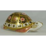 Royal Crown Derby paperweight Father tortoise from the Yorkshire Tortoise family with gold stopper,