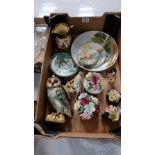 A collection of various pottery including Royal Doulton ships series ware, floral fancies, birds,